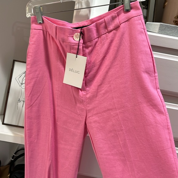 NWT Deluc Pink Linen Trousers - Picture 4 of 5